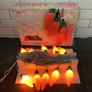 1996 Vtg Easter String Lights Carrots Hard Plastic - Tested Indoor/Outdoor